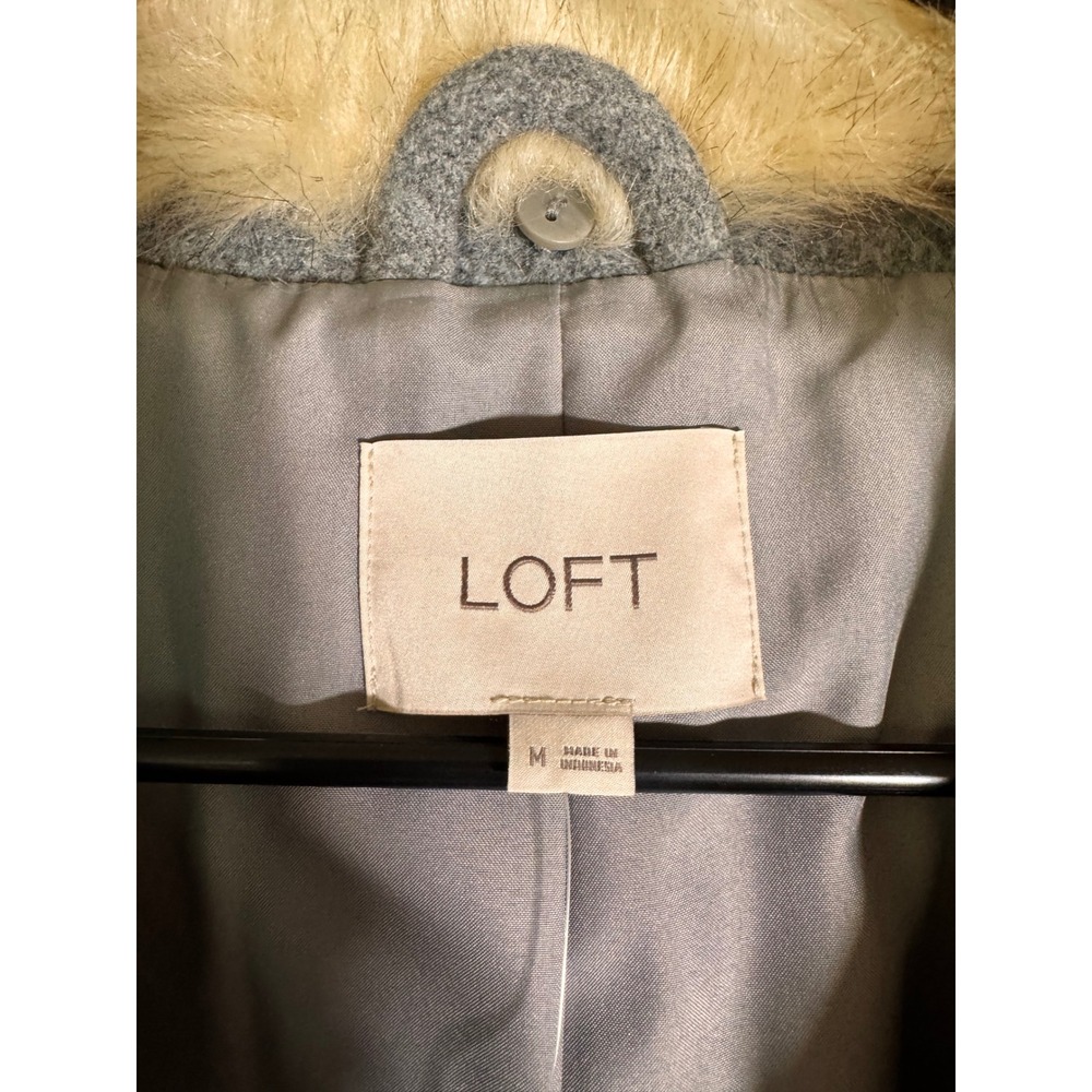 LOFT Faux Fur Collar Wool Blend Peacoat M New With Tags - Picture 3 of 9